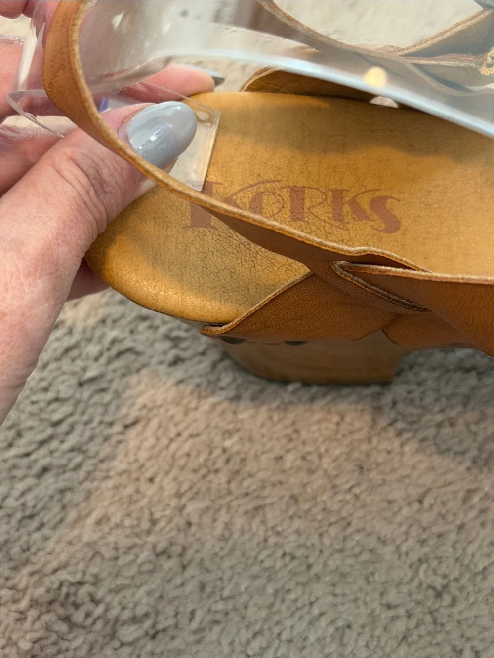 Korks Bagley Platform Heeled Sandals Tan Size 11 Small Flaw Boho 70s Summer